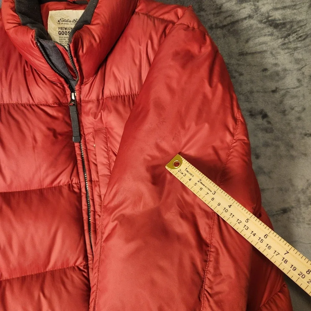 Eddie Bauer Premium Goose Down Puffer Jacket Mens XLT Extra Large Tall Red Coat